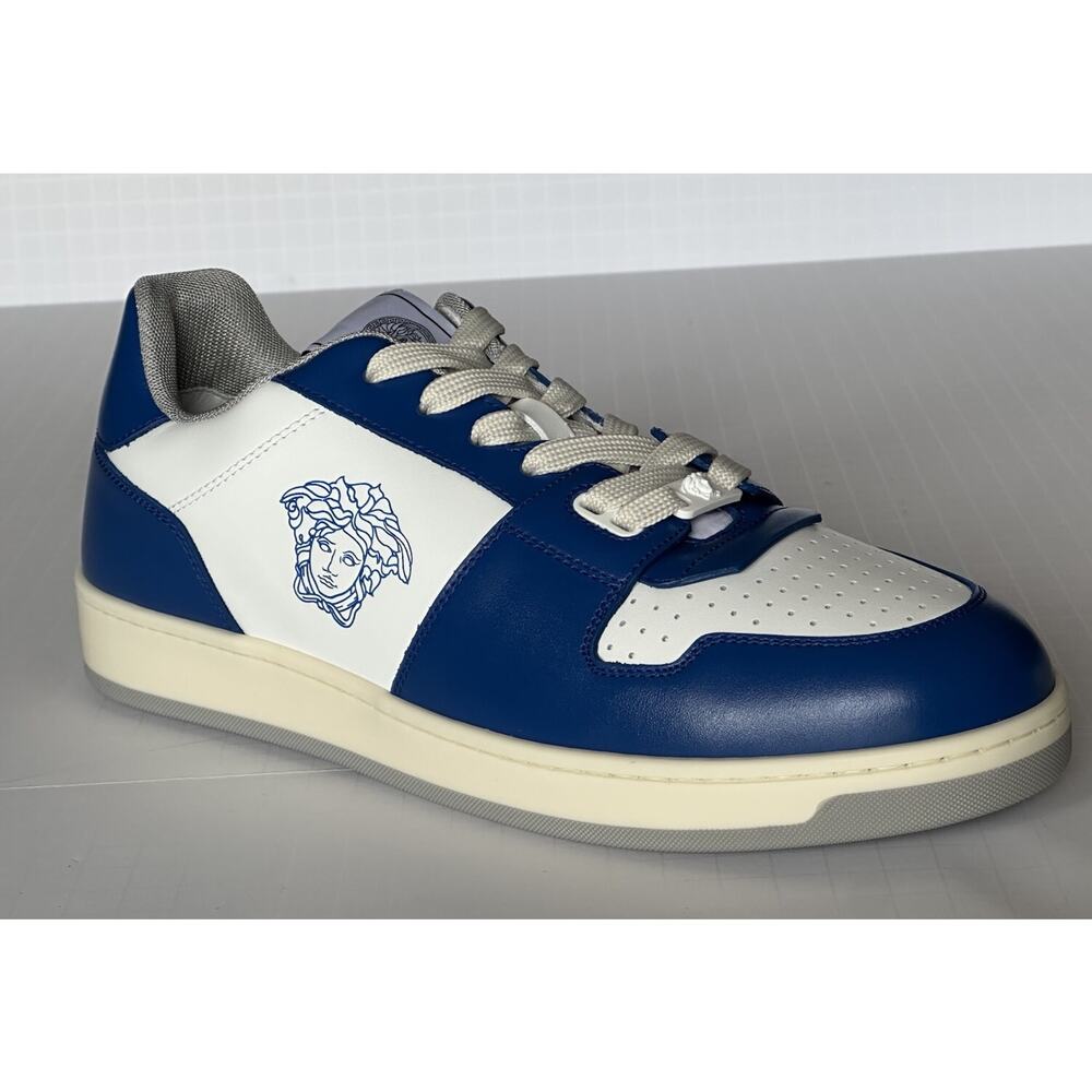 Versace Medusa Low Top Men’s Blue/White Leather Sneakers 10.5 US 43.5 NIB $750